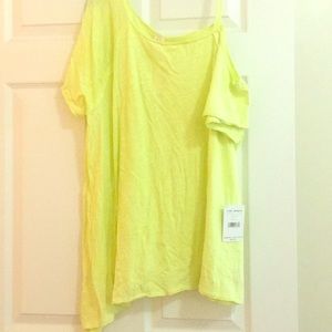 FREE PEOPLE Large Yellow T-Shirt